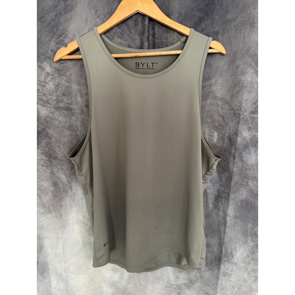 BYLT Premium Basics Mens Active Tank Top Gray Mesh Performance Large